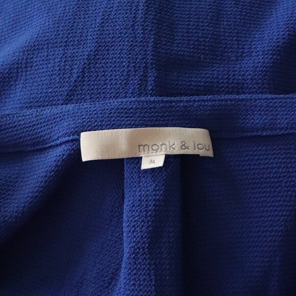 Monk & Lou Women's Blue Sz M V-Neck Tie Front Lightweight Long Sleeve Blouse Top - Picture 10 of 12